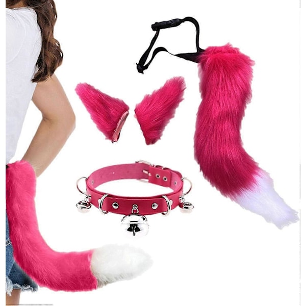Plyschdjursöron Hårnål Halloween Party Halsband Cosplay Set Svart