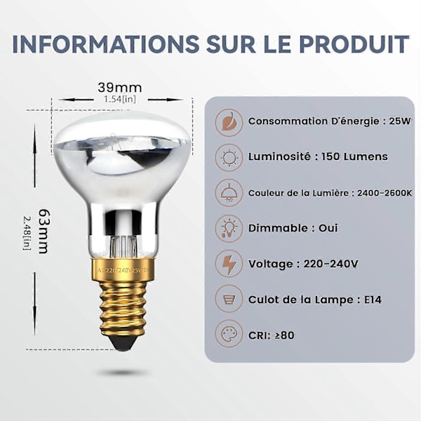 Lavalamp Lampa 25W E14 R39 Varmvit Varmvit Reflektorlampa SES Liten Edison Skruv Glödlampa Spotlight (4-pack)