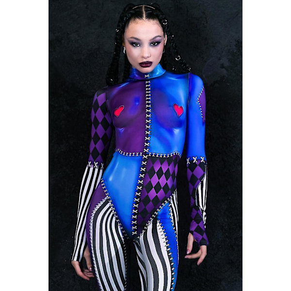 Harlekin Kostym, Halloween Kostym Vuxen, Halloween Kostym Dam, Luftakrobat Kostym, Cirkus Kostym, Cosplay Kostym, Harlekin Body M