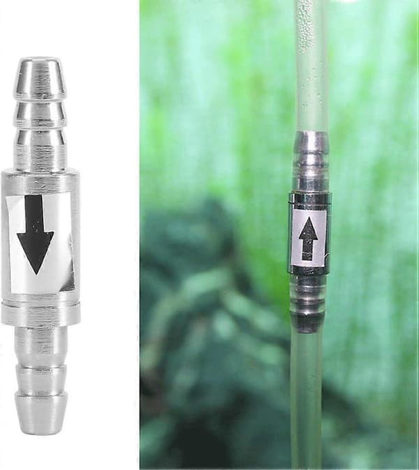 Hållbar Rostfri Stål Anti-Korrosion och CO2 Backventil för Akvarium CO2 System Akvarium CO2 Diffuser och Luft