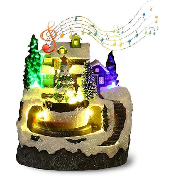 Rörlig Julscen, Julbyhus Musikaliska Juldekorationer, Lysande Julhus, Julsnöscen