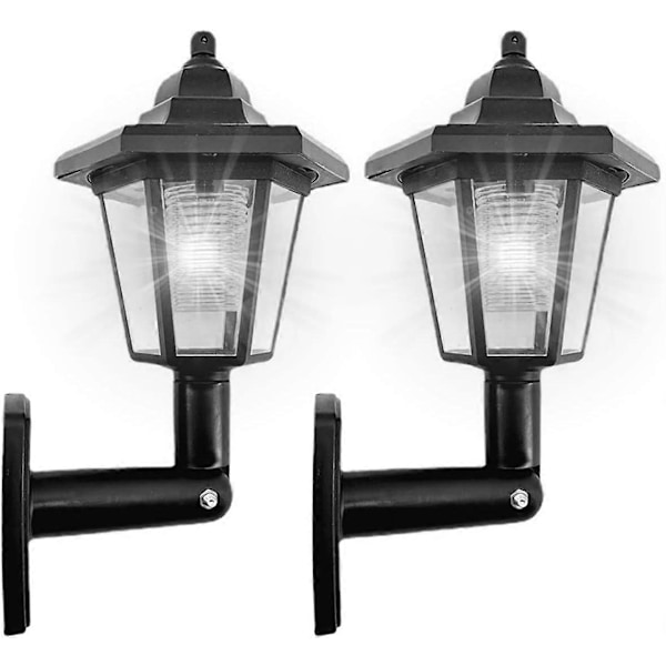 Solcellsdriven Hexagonal Lampa Utomhus LED Solcellsvägglampa Automatisk PÅ/AV Solcellsstaketlampa IP44 Vattentät Hexagonal Landskapslampa (Vitt ljus vägghängd)
