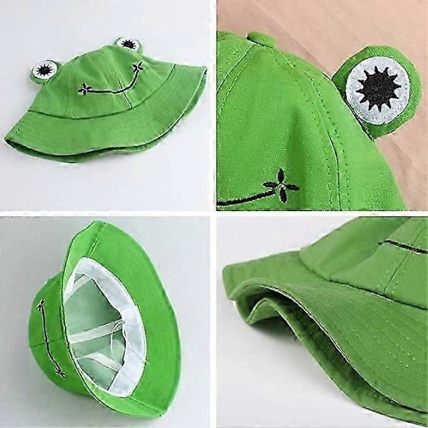 Fiskarhatt för damer, groda, solhatt, unisex, hopfällbar bucket hat för utomhusbruk, sommar, för camping, vandring, fiske, grön
