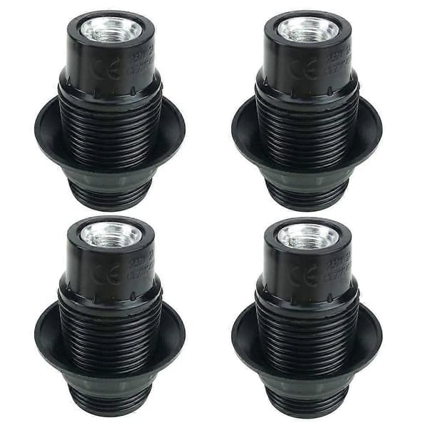 Svart E14 Lamphållare, 4 Stycken E14 Sockel, E14 Sockellampa, Solid Lamphållare, Svart Sockeladapter