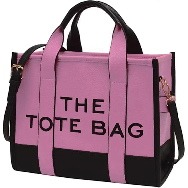 Toteväska för Kvinnor, PU Läder Toteväska, Axelremsväska, Crossbody eller Handväska för Skola, Kontor, Resor (10.6X13X6.3in) Pink