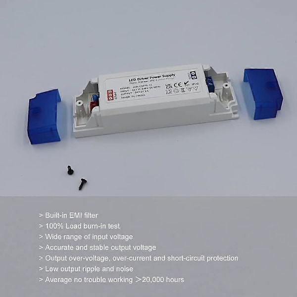 1st 12V LED transformator, 0-36W, konstant spänning strömförsörjning, LED-lampor MR11 etc