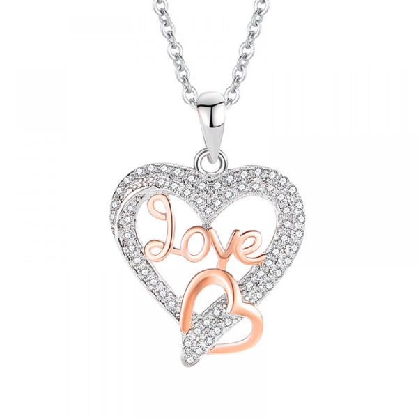 Lång kedja för kvinnor stil LOVE heart S925 sterling silver halsband Xmas