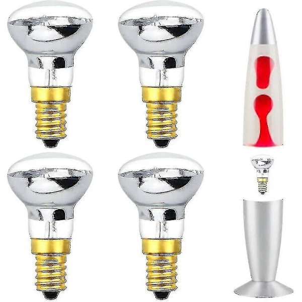 Lavalampa Glödlampa 25w E14 R39 Varmvit Varmvit Reflektorlampa Ses Liten Skruv Edison Glödlampa Spotlight (4-pack) [Energiklass C]-liuyu