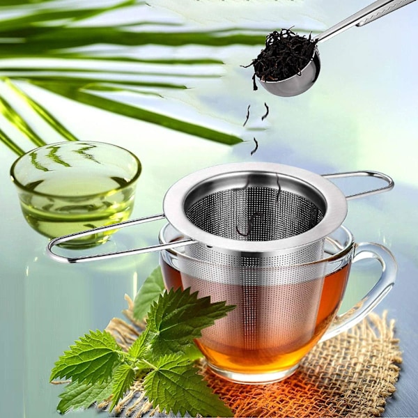 Tefilter, Rostfritt Stål Tefilter, Tesil, Teinfuser Tesil med Lock, Finhålsfilter, Vikbar