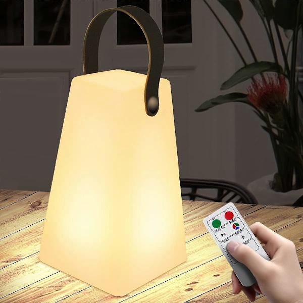 Trådlös RGB Dimbar Utomhus Skrivbordslampa Portabel Skrivbordslampa med Fjärrkontroll 8 Remsor för Utomhus Trädgård Vardagsrum Uteplats Fyrkantig Inomhuslykta