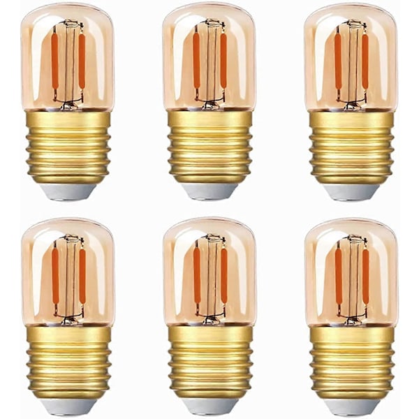 Mini Rörformad LED-lampa, 1W T28 Edison LED Filamentlampa E27 Skruvsockel 2200K Supervarmt Vitt Ljuslampa för Dekorativ 80lm Ej Dimbar (Amber)