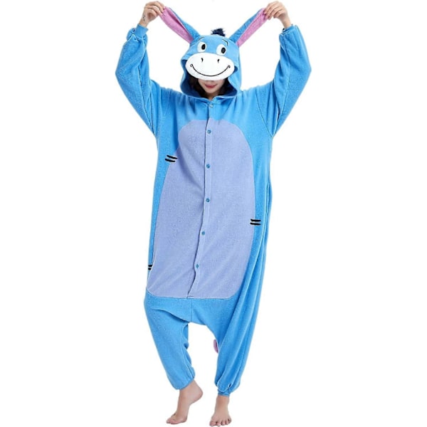 Unisex Vuxen Onesie Pyjamas Djur Heldräkt Halloween Kostym Jul Sovkläder Jumpsuit Donkey Large