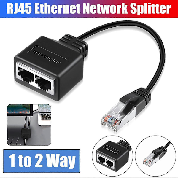 RJ45 Gigabit Nätverkssplitter 1 till 2 Vägar 100m Transmission Två Enheter Åtkomst Ethernet Splitter Kopplare Kontakt Modulär Plugg för Kontor