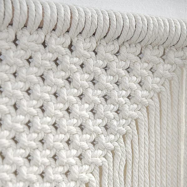 Makramé Väggbonad Boho Väggdekor för Heminredning (Beige)