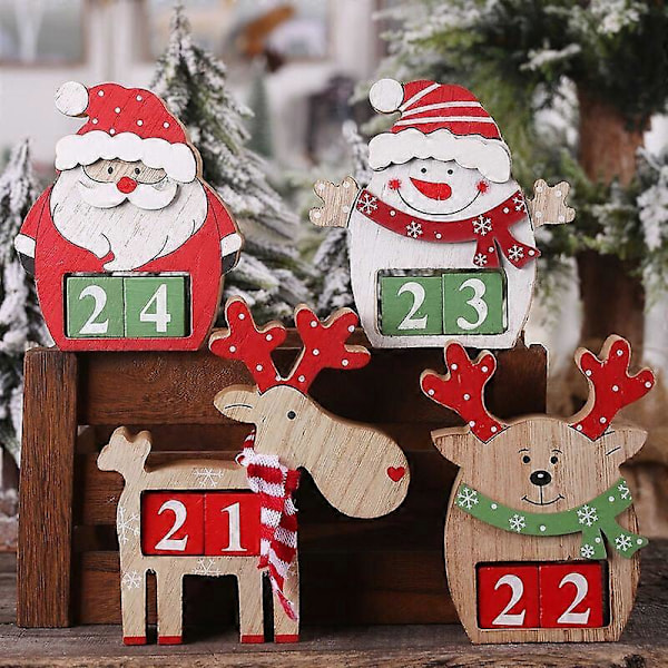 Juladventskalender i trä Ren Nedräkningskalender Ren Evighetskalender Julbordsdekorationer