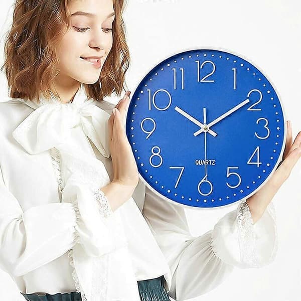 Tyst Tickfri Väggklocka, 30cm Arabiska Siffror Modern Dekorativ Rund Kvarts Klocka