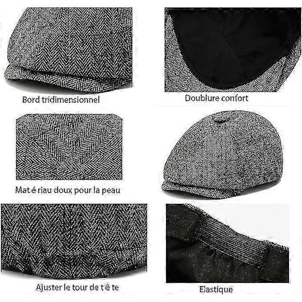 Ullhatt Brittisk Rutig Stil Japansk Retro Hatt Åttakantig Unisex Hatt (Grön)