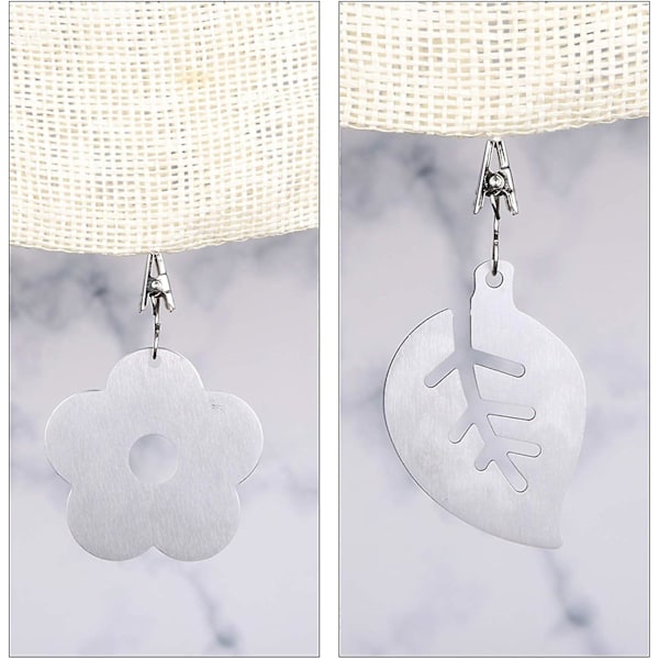 Set med 8 Bordsduksvikter i Rostfritt Stål, Blomformad Design, Silverfärg