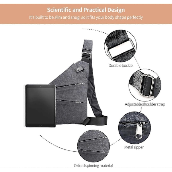 2024 NY Anti-stöld Resväska Slim Sling Bag Crossbody Resväska för Kvinnor Män