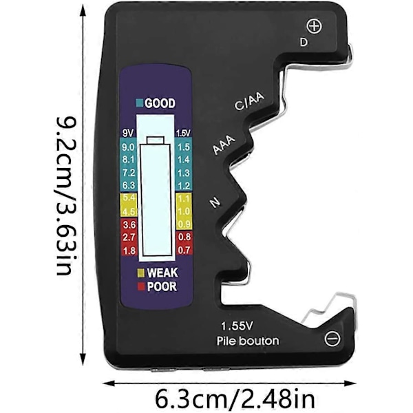 Digital Batteritestare LCD för AA AAA N 1.5V Knappcellsbatterier