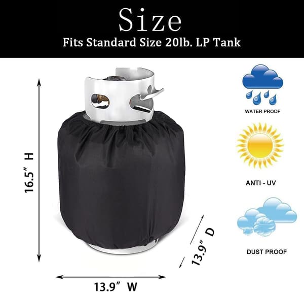 Propanolflaskskydd, skyddande överdrag 20lb gasflaska, 600d (42x35cm)