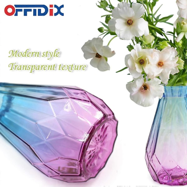 Glasvas Gradient Flerfärgad Vas Geometrisk Fasetterad Färgglad Glasvas för Hem, Kontor eller Bröllopspresent till familjen SWHY