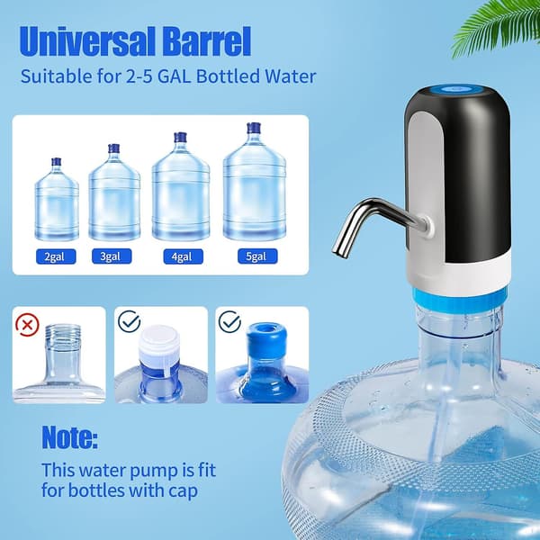 Vattenflaskpump 5 Gallon Vattendispenser, Bärbar Elektrisk Vattenpump, USB-laddning, Automatisk Dricksvattendispenserpump för Camping