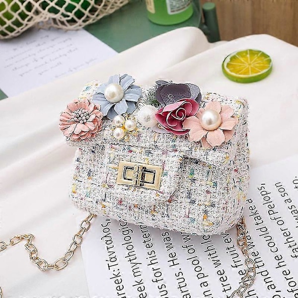 Flickväska Blomma Crossbody Axelväska för Flickor 2-5 År (svart) - ya01
