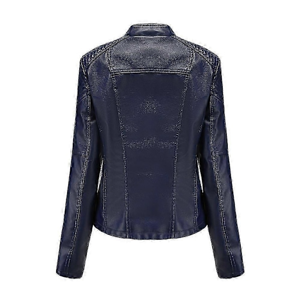 Vår Höst Läderjacka Dam Slim Fit Motorcykel PU Läder Kort Jacka Ståkrage Dam Dragkedja Ytterkläder Ny