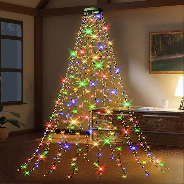 Julgransljusslinga, 2M *16 Grenar 400 LED Julgransljusslinga, Vattentäta Julljus för Julgransdekoration
