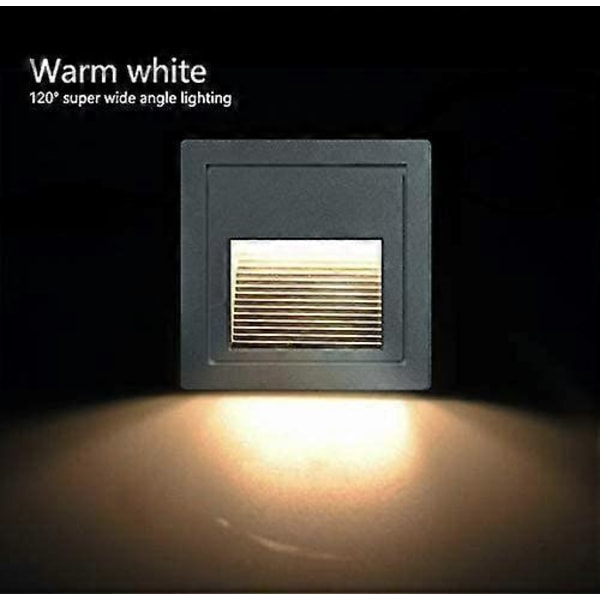 4 st 3W LED Infällda Vägglampor, Aluminium 230V Varmvit IP65 Vattentät, Grått Hölje [Energiklass E]