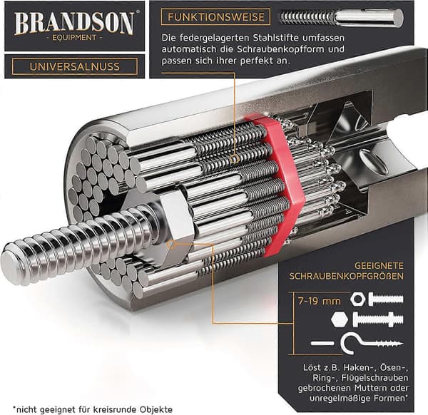 Premium Universalnyckel, Multifunktionsadapter - Kraftgrepp Mutter Reparationshandverktyg 7-19mm med Adapter
