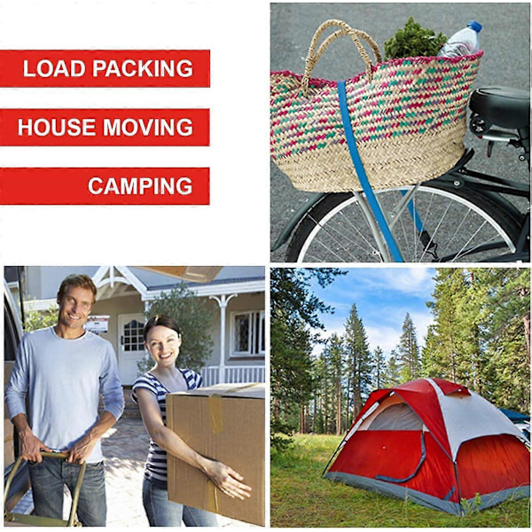 3020EURDAT Expanderband med Krokar [Expanderbar 2-pack] [Omvänd Krok] - Idealisk för Att Bära Föremål, Packning, Camping, Röd, 60cm