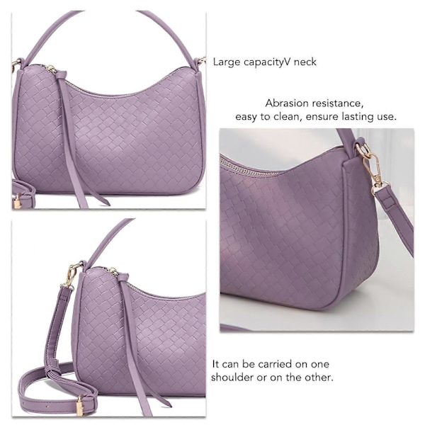 Axelväska Mjuk PU Axelväska Elegant Stilren Mångsidig Dam Axelväska för Arbete Dejt Fest Resa Violett Fri Storlek