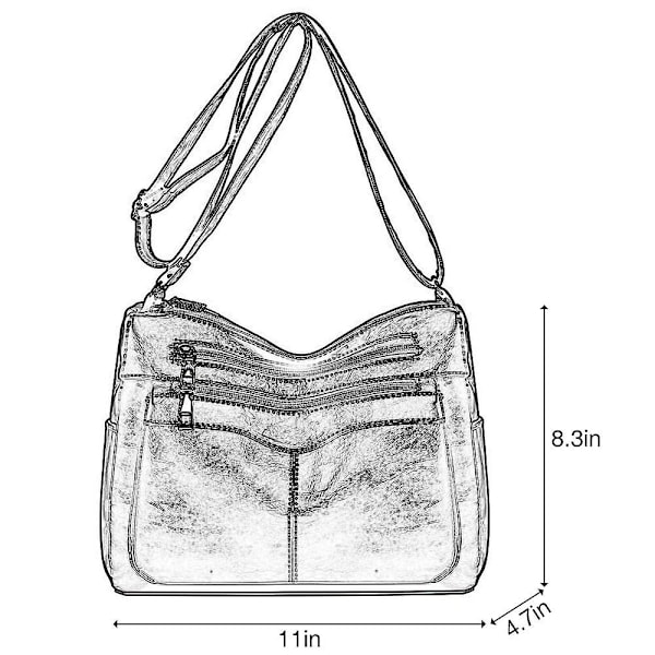 Dam Handväska med Flera Fack PU Läder Retro Plånbok Stor Kapacitet Fyrkantig Crossbody Väska