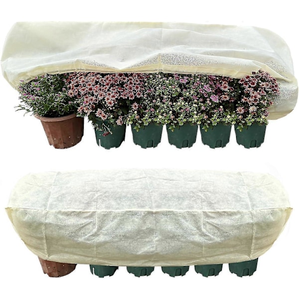 2 st Rektangulära Vinterskydd, Frostskydd för Blomlådor med Dragsko