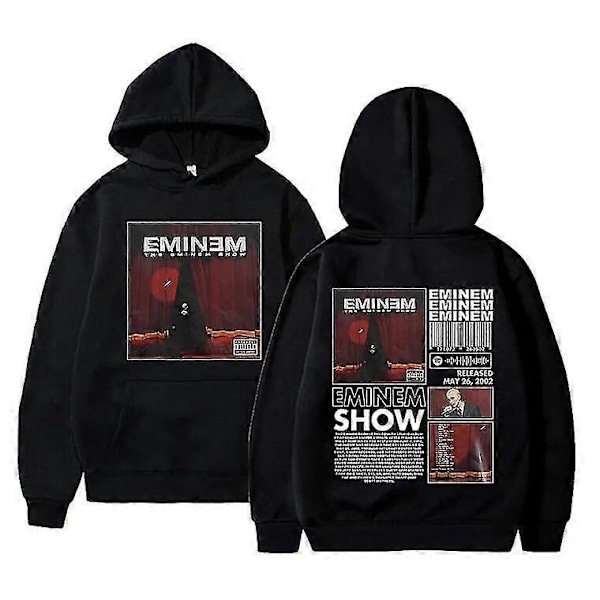 SJJYV Hip Hop Rapper Eminem The Eminem Show Album Grafik Hoodie Vår Höst Herr Oversized Sweatshirt Herr Streetwear Man Hoodies Svart XXL