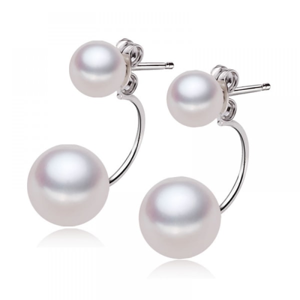 Par örhängen pärl örhängen 925 Silver Pin Double Pearl