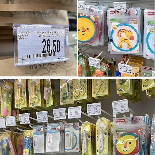 50 st Transparent Prisskylt Prislapp Etiketthållare Plast Prislappar Hållare för Trådhyllor för Prislappar