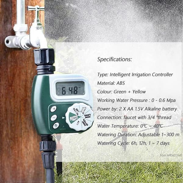 Vattentimer, Automatisk bevattningskontroller för utomhusbruk Elektronisk slangtimer för sprinkler, Flera program (C)