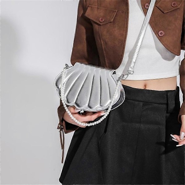 Dam PU Axelväskor Allmatchande Pärlhandväska Shell Crossbody Väskor
