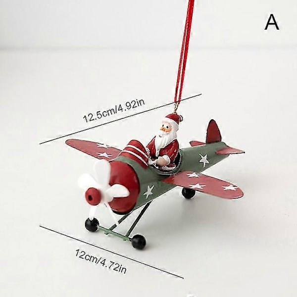 Retro Hängande Prydnad i Järn Antik Stil Jultomte Flygplan Träd Hängande Dekoration Ornament Partydekor