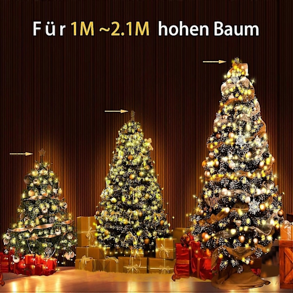 Julgransljusslinga, 2M *16 Grenar 400 LED Julgransljusslinga, Vattentäta Julljus för Julgransdekoration