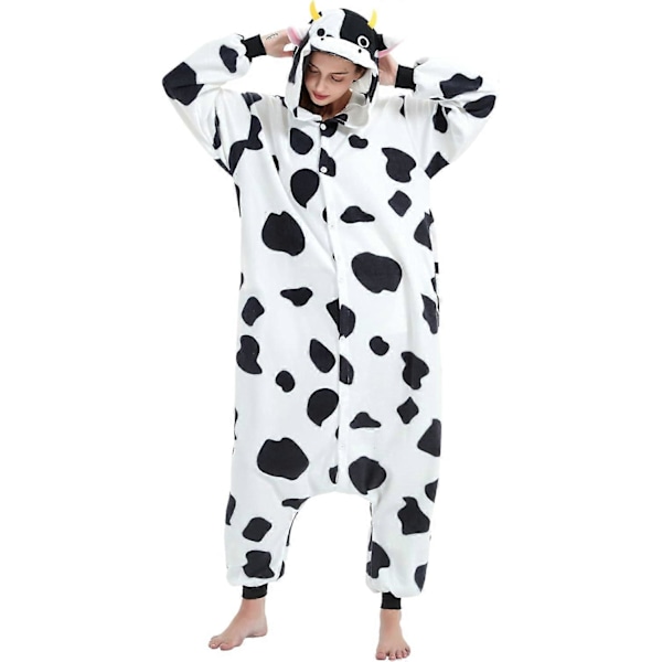 Unisex Vuxen Onesie Pyjamas Djur Heldräkt Halloween Kostym Jul Sovkläder Jumpsuit Cow X-Large