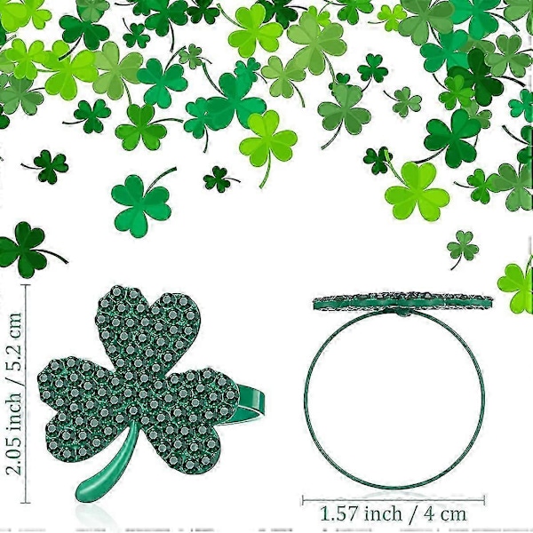 12 st Shamrock Servettring Spänne Servettring Strass Servettring för . 's Day Bröllopsfest Tab