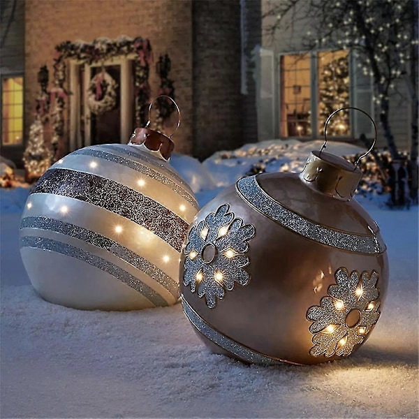 60cm Uppblåsbara Dekorerade Bollar Sfärer Utomhus PVC Dekoration Leksaksboll Navidad Träddekorationer