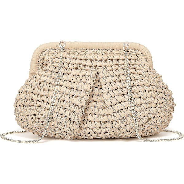 Dam Halm Crossbody Clutch Väska Halm Axelväska Moln Dumpling Påse Strandvävd Väska