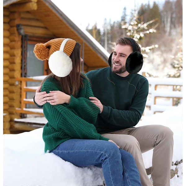 Vinter Öronmuffar Dam Unisex Plysch Öronvärmare Vikbara Varma Mjuka Öronskydd Utomhus Fuskpäls Öronmuffar för Kvinnor Män