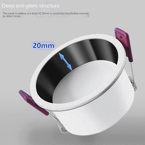 Djup Dold Antireflex Dimbar LED Downlight Varmt Ljus 3000k