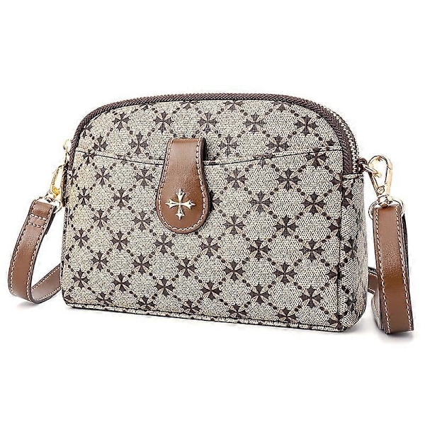 Typ B BAELLERRY N8907 Dubbel Dragkedja PU Läder Crossbody Väska Dam Kosmetika Telefon Förvaringsväska